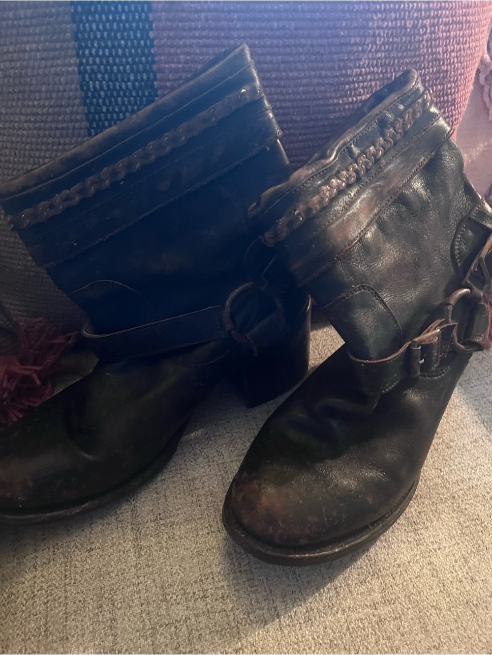 Freebird by Steven Black Leather Ankle Boots with Ring Buckle - Picture 4 of 5